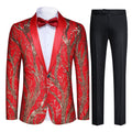 AZoiNM Men's Slim Fit Sequin Tuxedo Suit, 1-Button Shawl Lapel 2-Piece Blazer and Pants Set for Prom, Dance, and Stage Performance