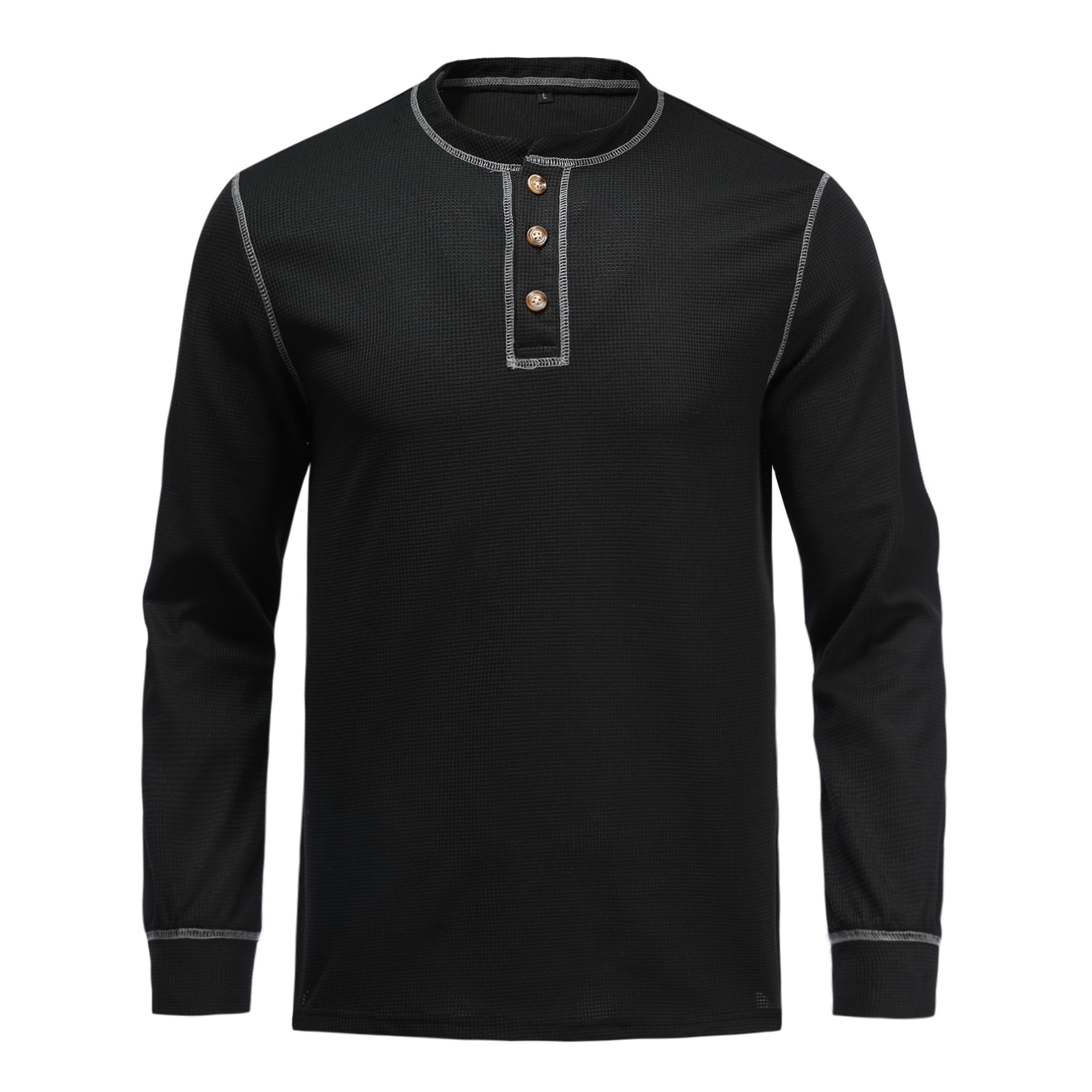 AZoiNM Men's Slim Fit Waffle Knit Henley Shirt, Long Sleeve Fashion Urban Pullover, Casual 3-Button Lightweight Tops