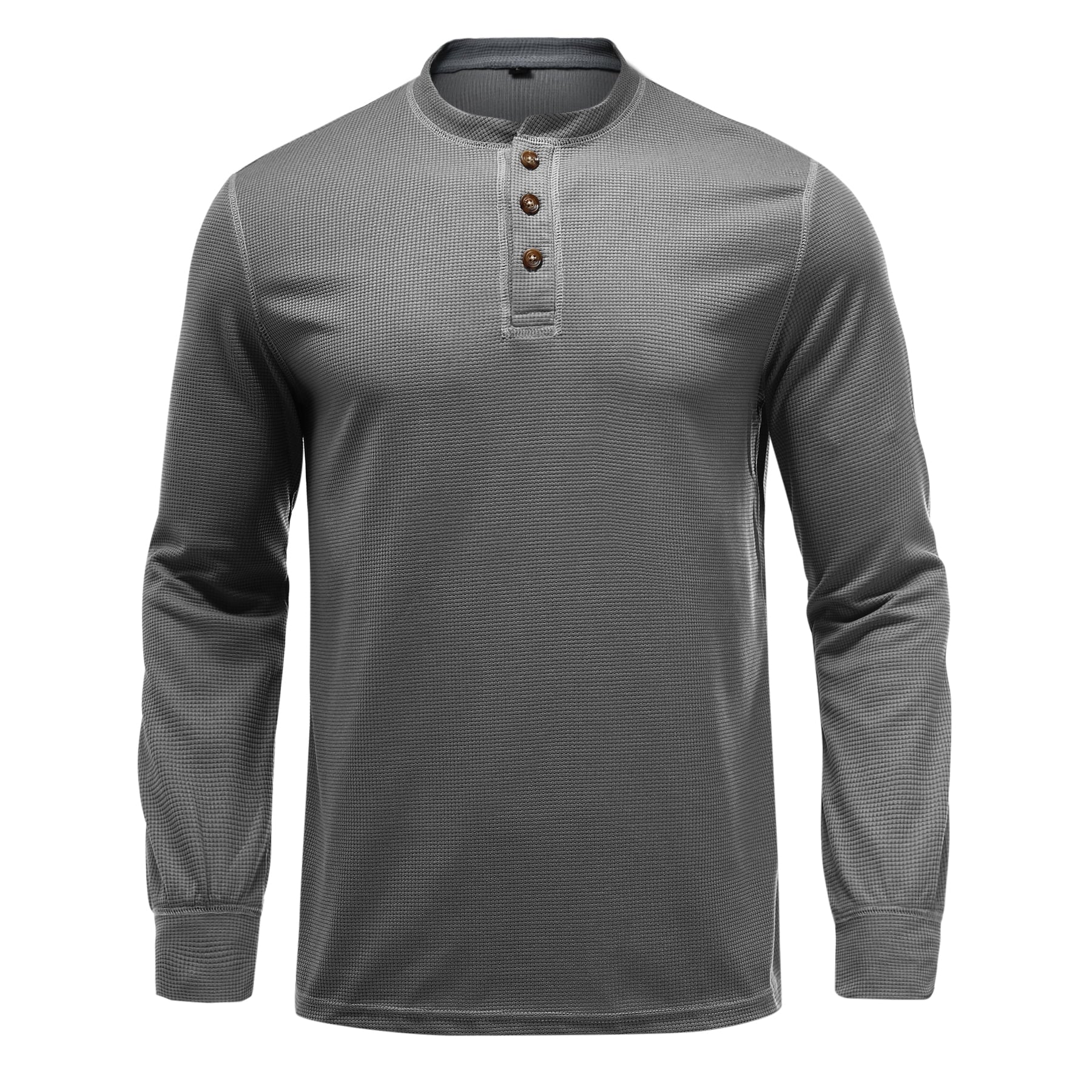 AZoiNM Men's Slim Fit Waffle Knit Henley Shirt, Long Sleeve Fashion Urban Pullover, Casual 3-Button Lightweight Tops
