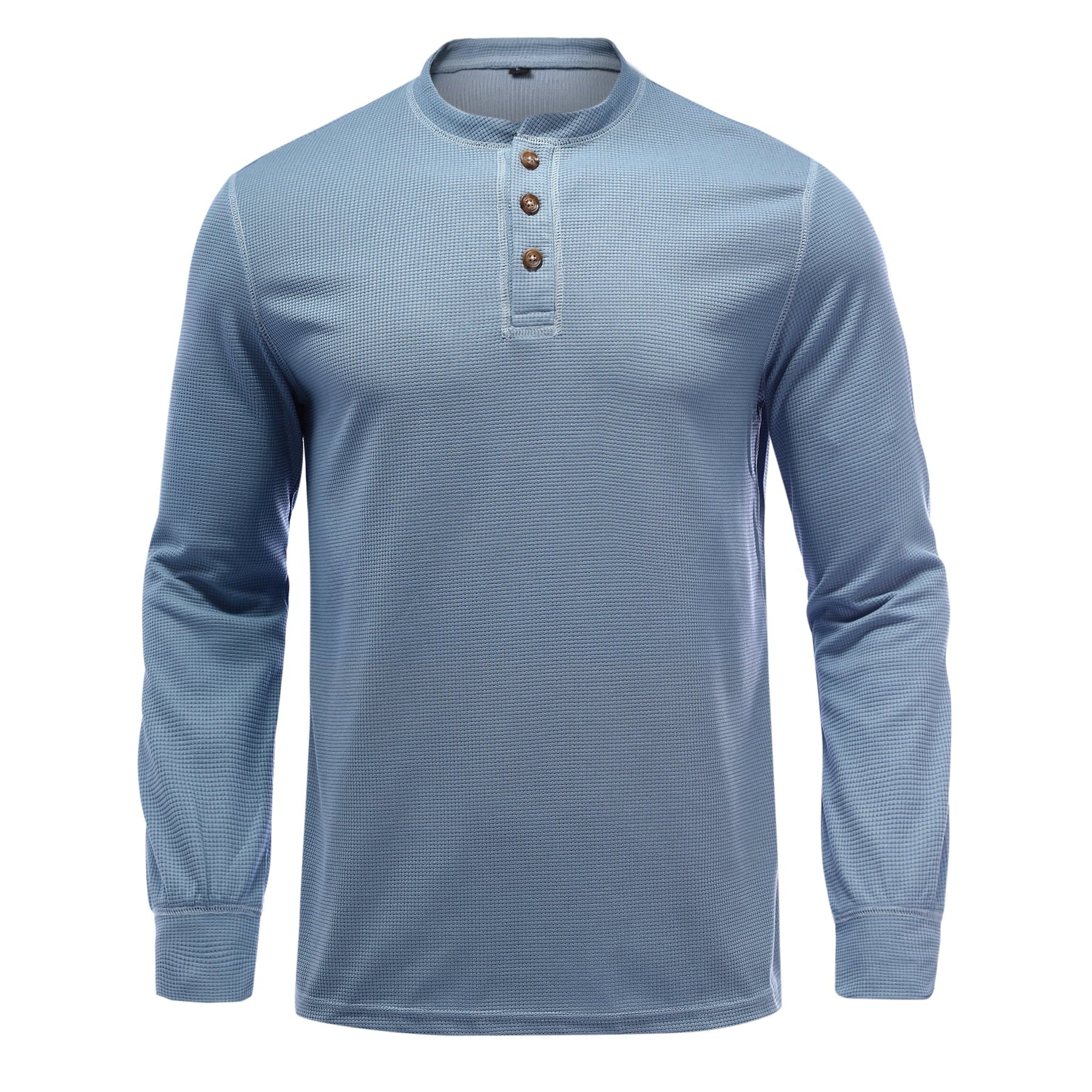 AZoiNM Men's Slim Fit Waffle Knit Henley Shirt, Long Sleeve Fashion Urban Pullover, Casual 3-Button Lightweight Tops