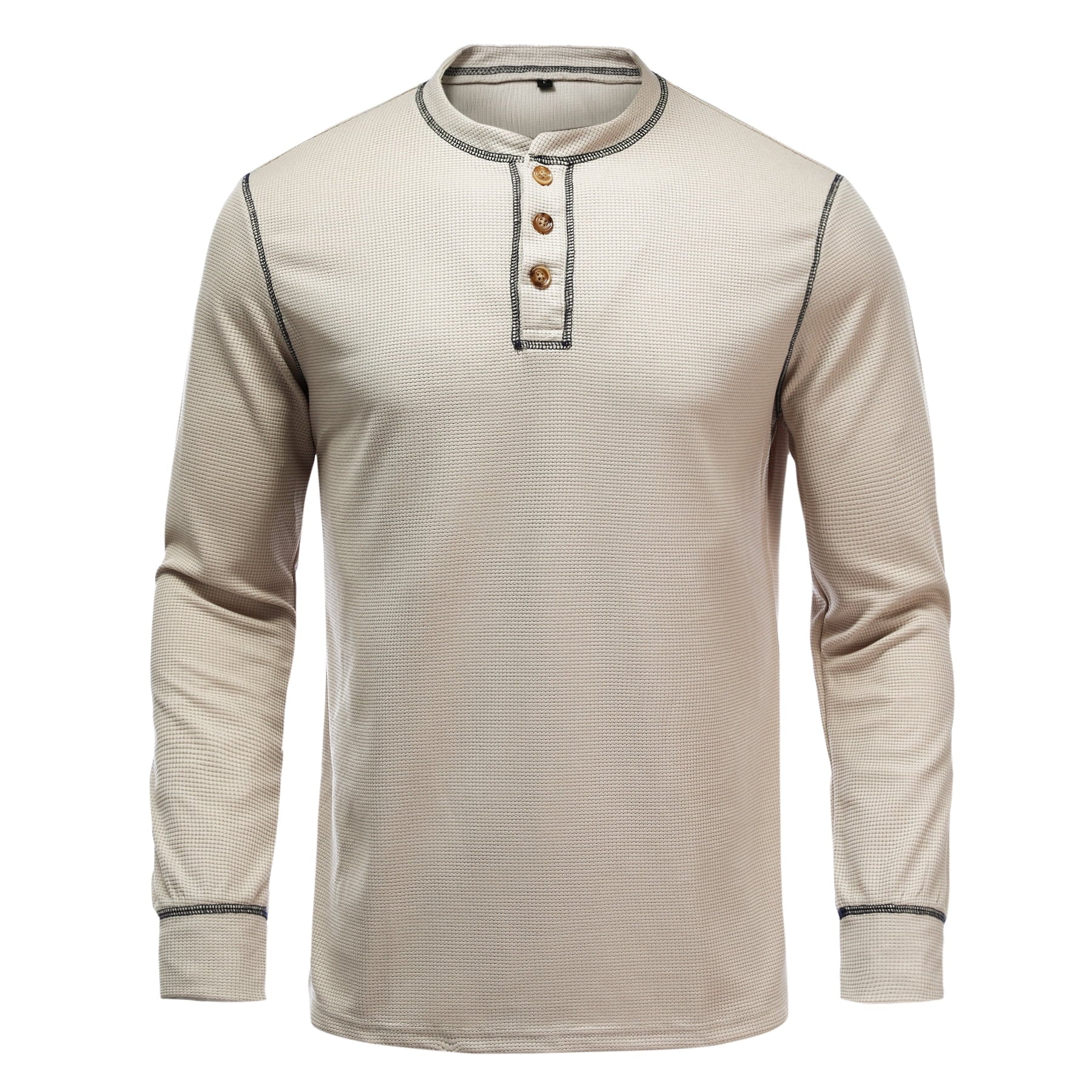 AZoiNM Men's Slim Fit Waffle Knit Henley Shirt, Long Sleeve Fashion Urban Pullover, Casual 3-Button Lightweight Tops