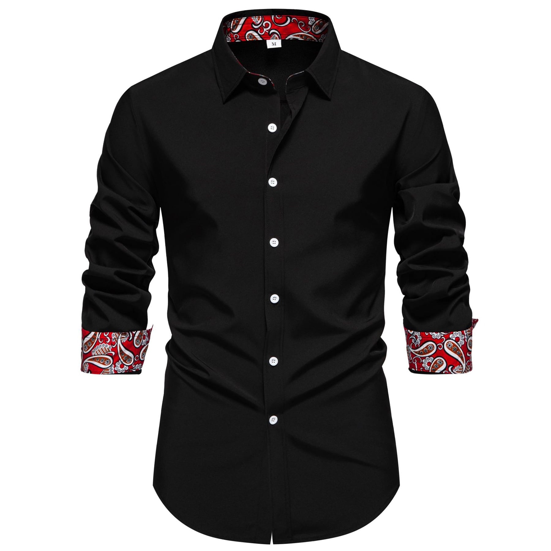 AZoiNM Men's Slim Fit Wrinkle-Free Casual Long Sleeve Shirt Floral Print Color Block