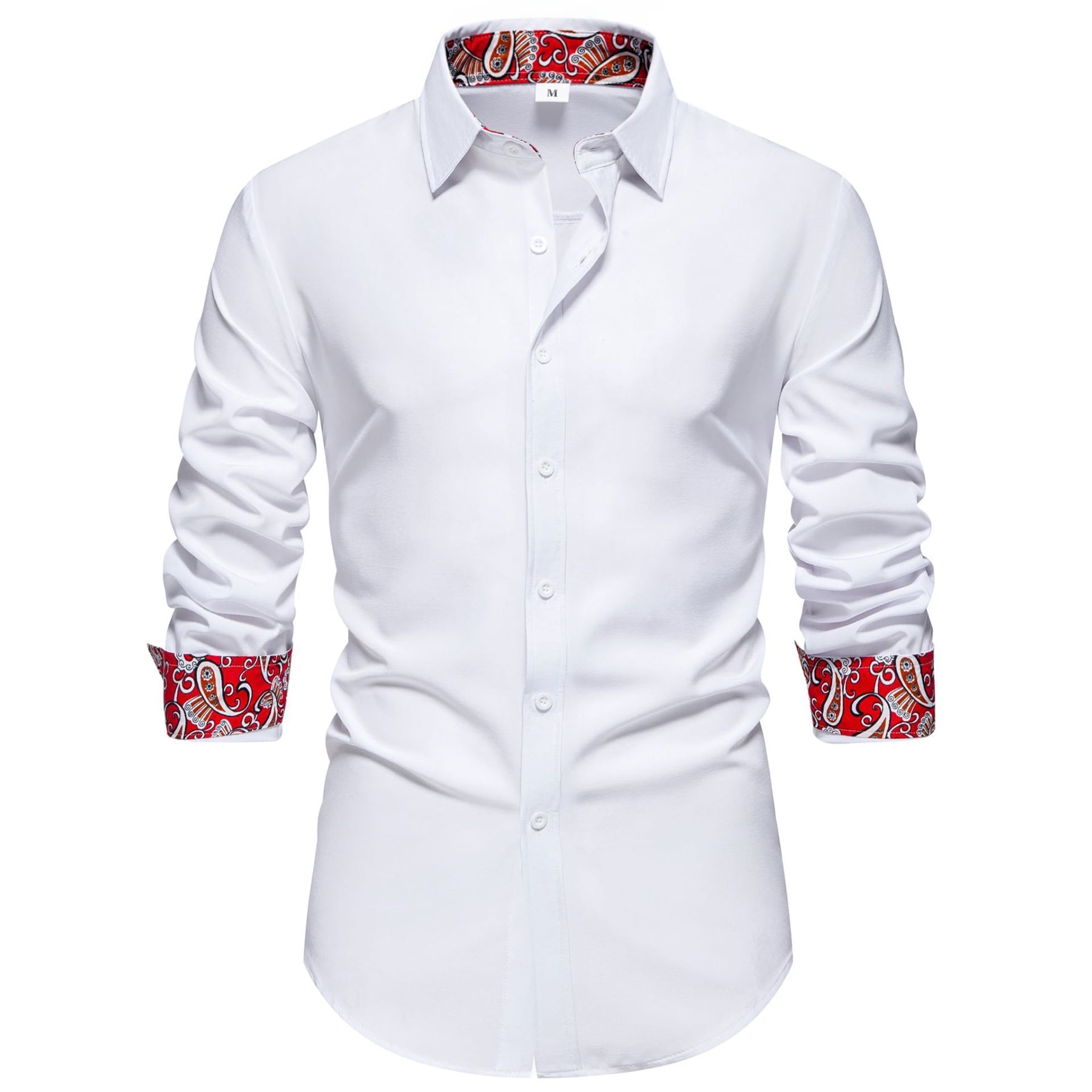 AZoiNM Men's Slim Fit Wrinkle-Free Casual Long Sleeve Shirt Floral Print Color Block