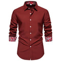 AZoiNM Men's Slim Fit Wrinkle-Free Casual Long Sleeve Shirt Floral Print Color Block
