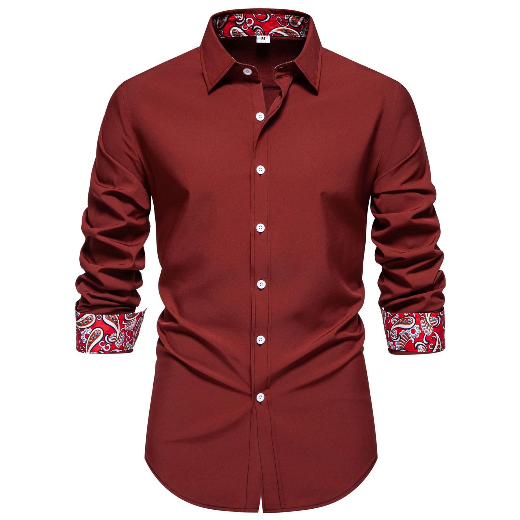 AZoiNM Men's Slim Fit Wrinkle-Free Casual Long Sleeve Shirt Floral Print Color Block