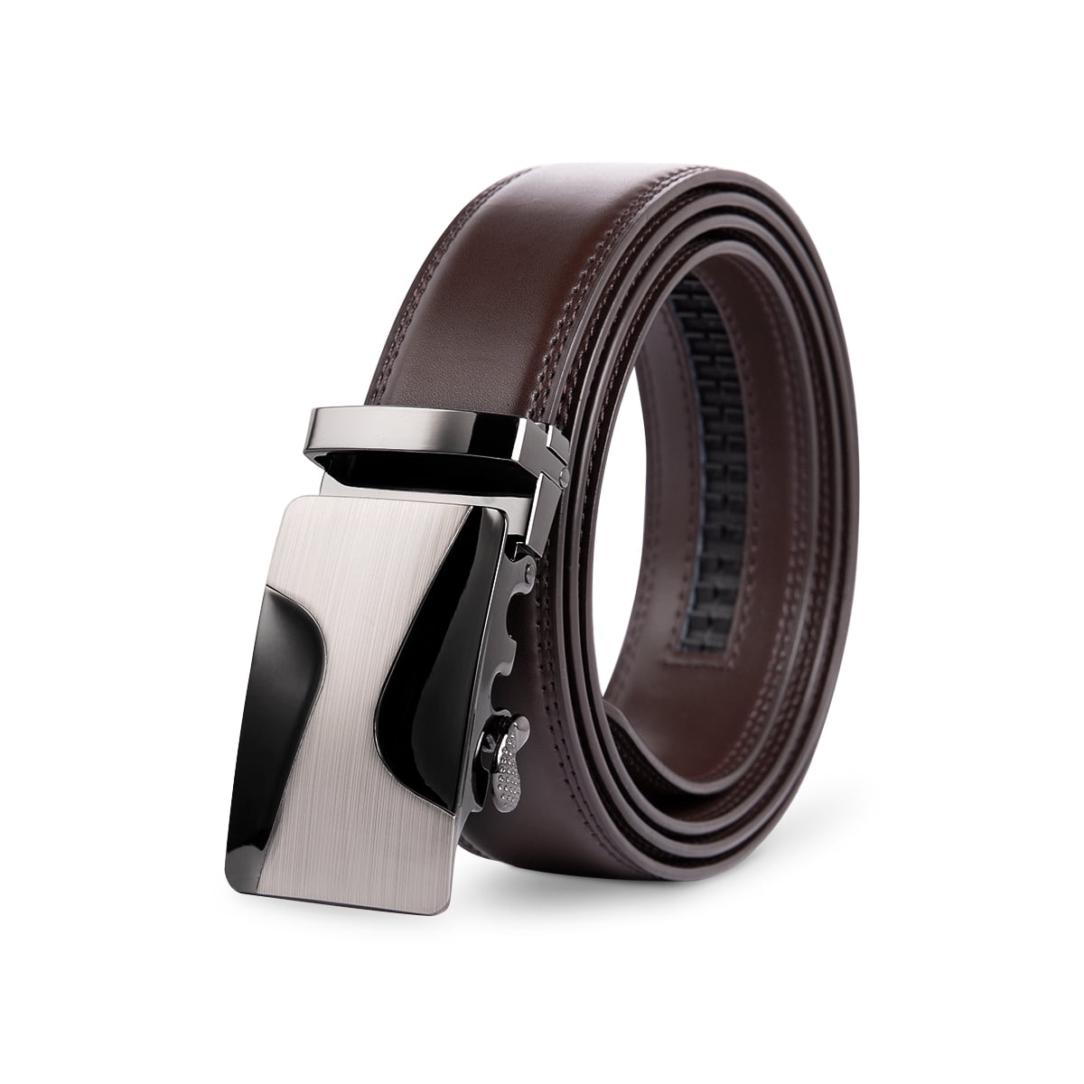 AZoiNM Men's Split Leather Ratchet Belt, Adjustable Trimmable Casual Dress Belt with Zinc Alloy Buckle for Business & Formal Wear