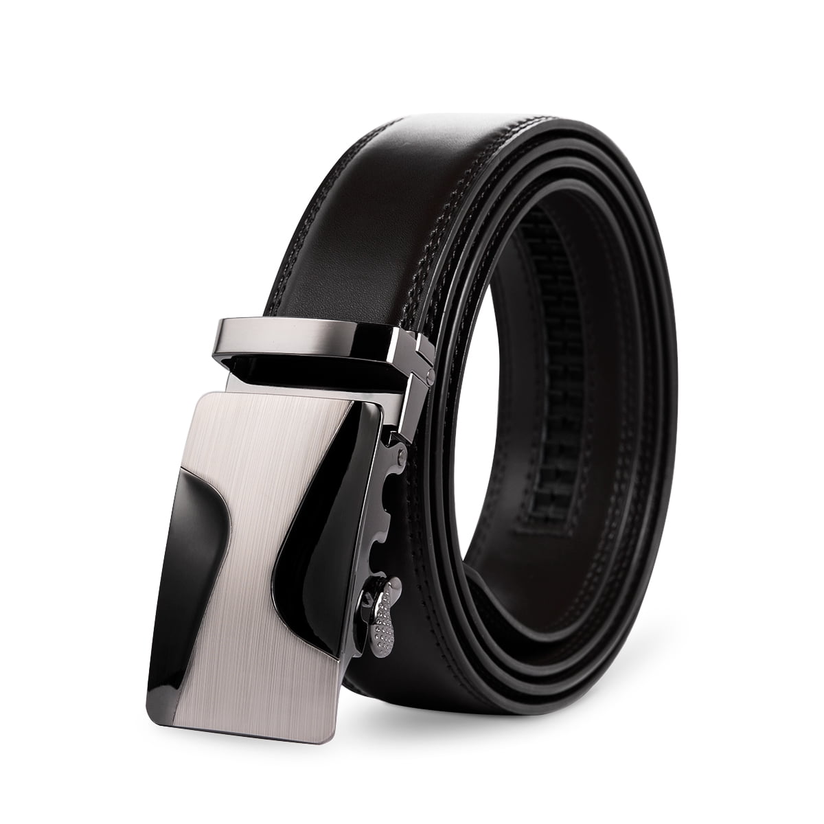 AZoiNM Men's Split Leather Ratchet Belt, Adjustable Trimmable Casual Dress Belt with Zinc Alloy Buckle for Business & Formal Wear