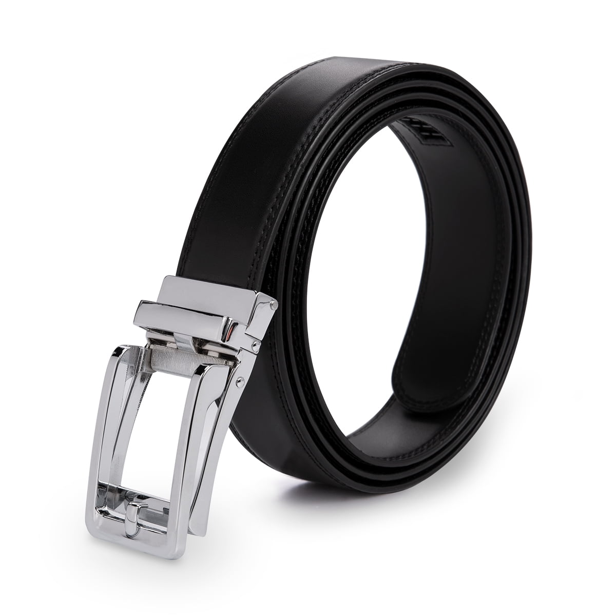 AZoiNM Men's Split Leather Ratchet Belt, Adjustable Trimmable Casual Dress Belt with Zinc Alloy Buckle for Business & Formal Wear