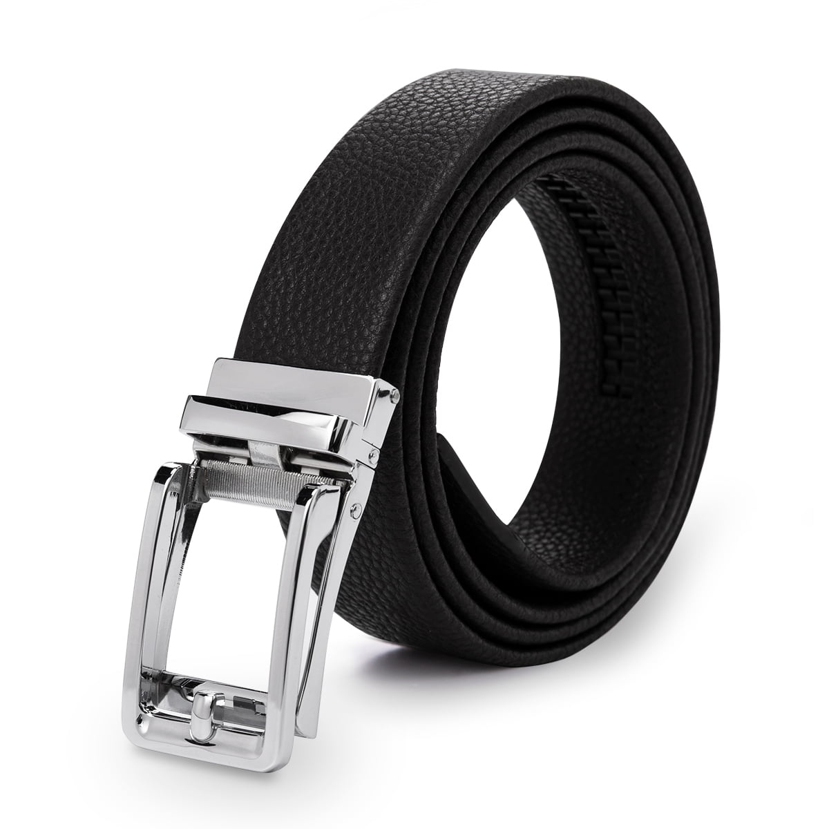 AZoiNM Men's Split Leather Ratchet Belt, Adjustable Trimmable Casual Dress Belt with Zinc Alloy Buckle for Business & Formal Wear