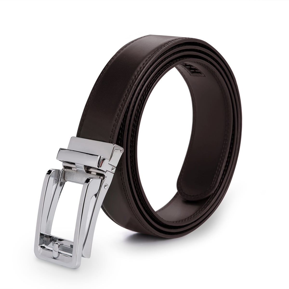 AZoiNM Men's Split Leather Ratchet Belt, Adjustable Trimmable Casual Dress Belt with Zinc Alloy Buckle for Business & Formal Wear