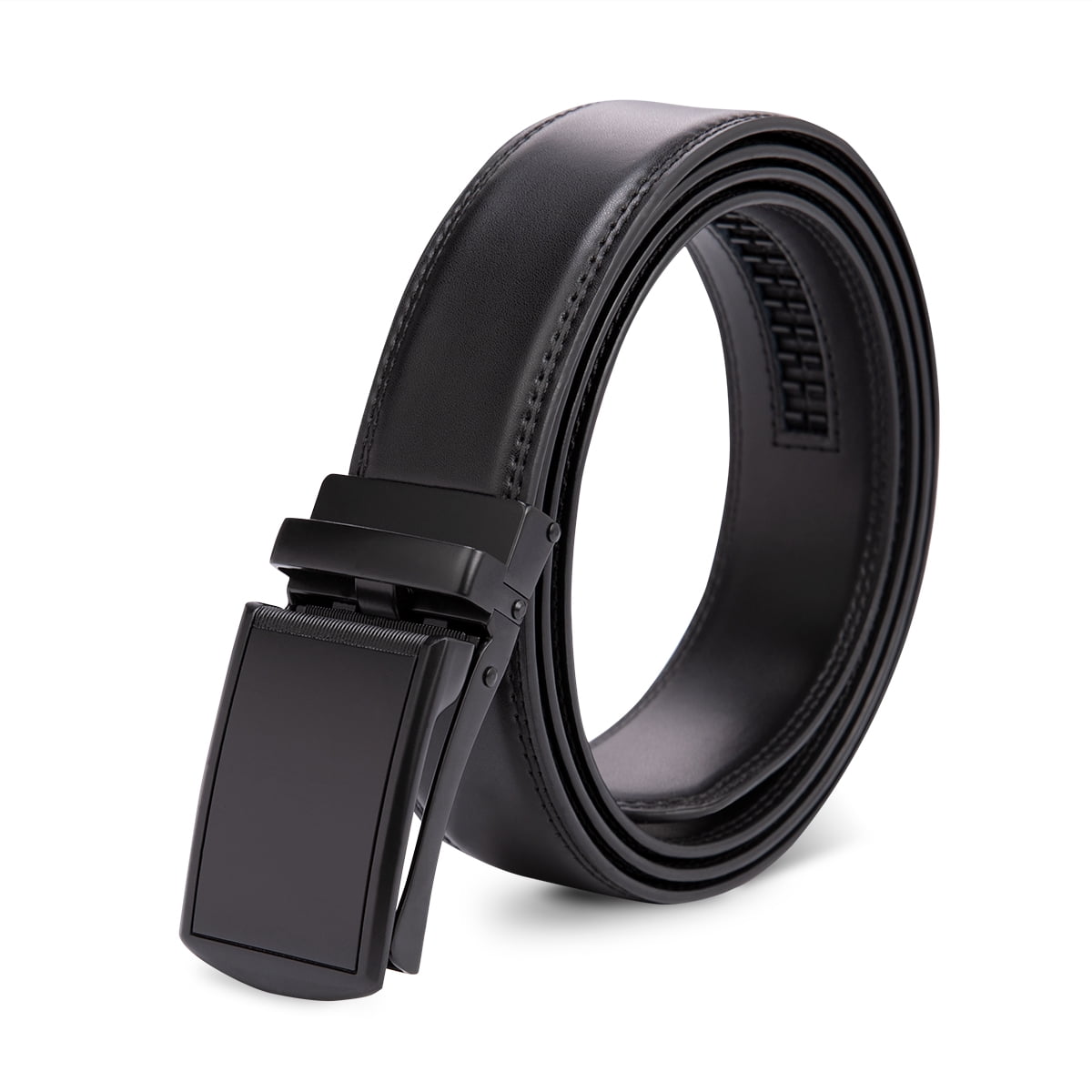 AZoiNM Men's Split Leather Ratchet Belt, Adjustable Trimmable Casual Dress Belt with Zinc Alloy Buckle for Business & Formal Wear