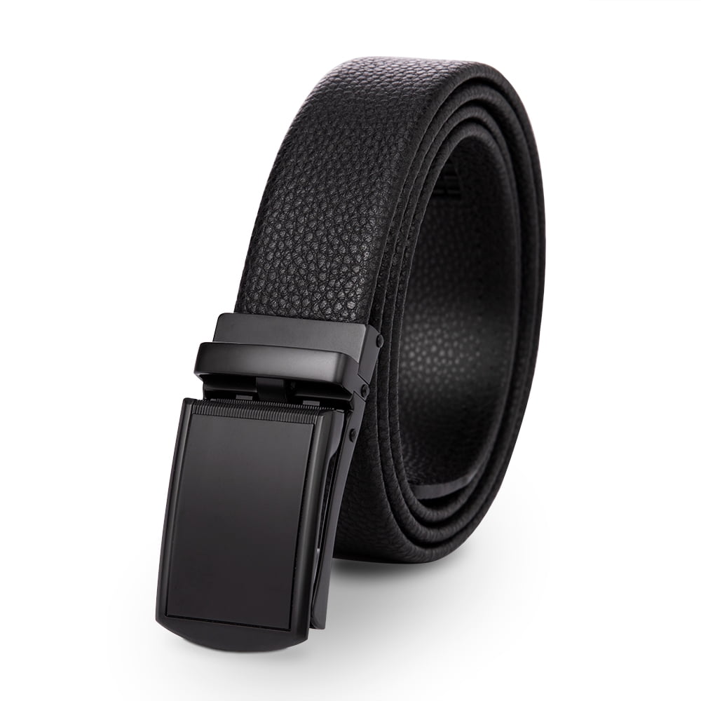 AZoiNM Men's Split Leather Ratchet Belt, Adjustable Trimmable Casual Dress Belt with Zinc Alloy Buckle for Business & Formal Wear