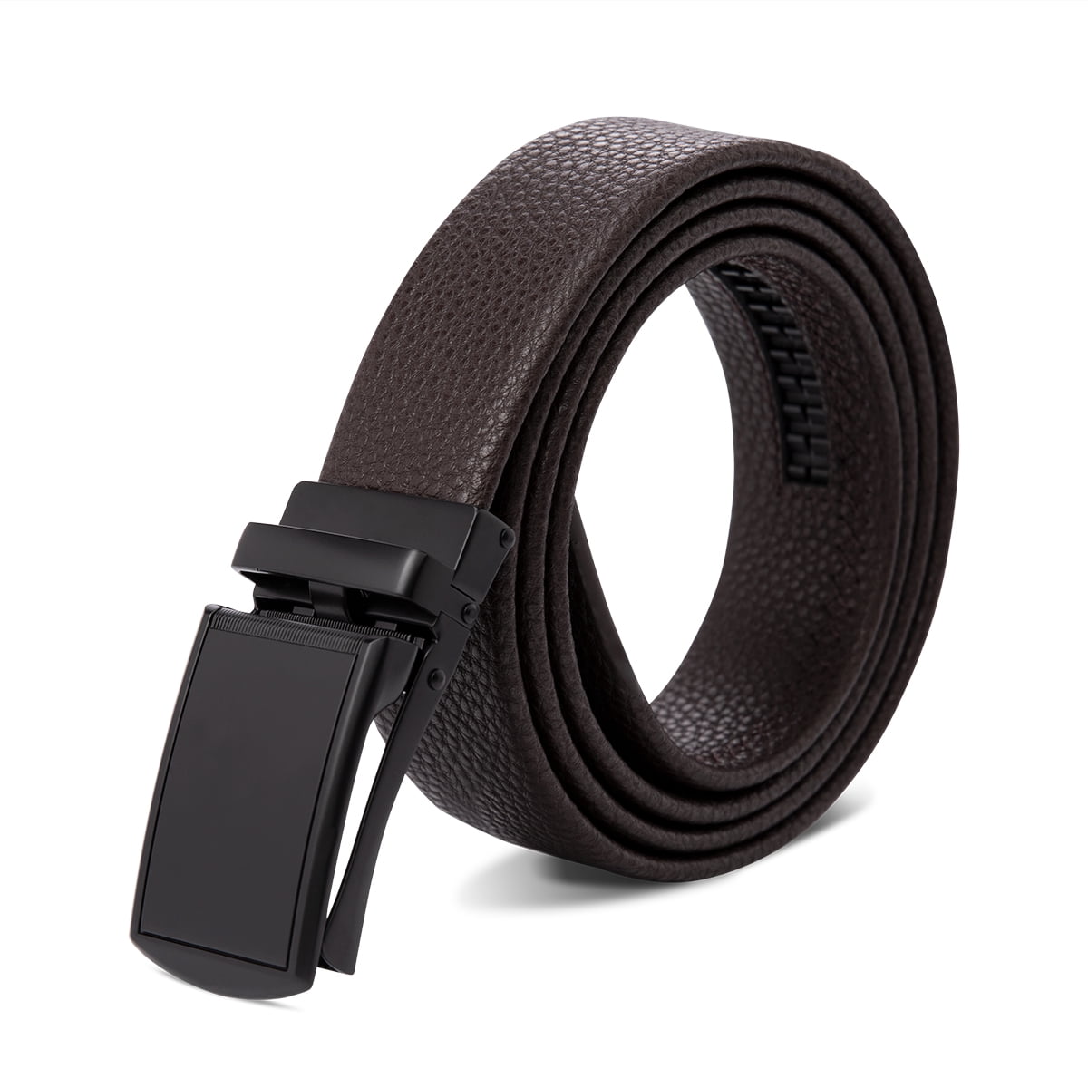 AZoiNM Men's Split Leather Ratchet Belt, Adjustable Trimmable Casual Dress Belt with Zinc Alloy Buckle for Business & Formal Wear