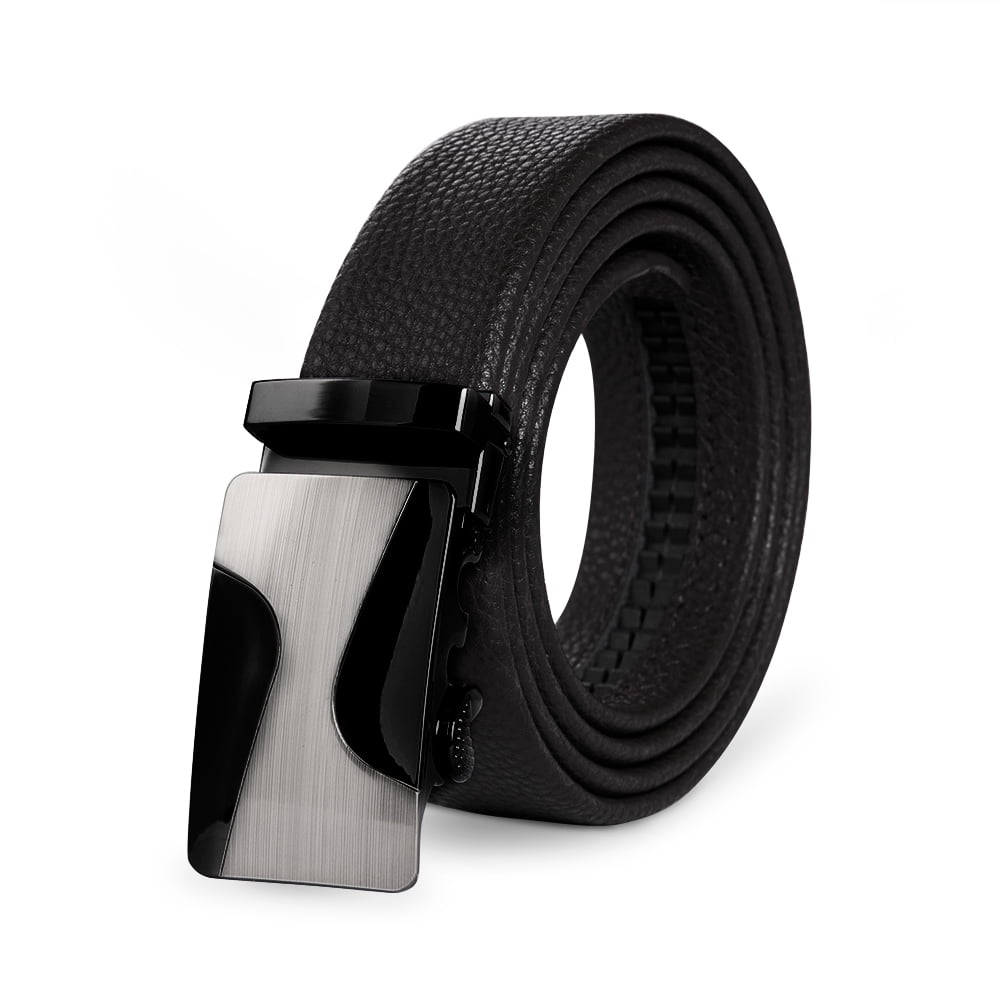 AZoiNM Men's Split Leather Ratchet Belt, Adjustable Trimmable Casual Dress Belt with Zinc Alloy Buckle for Business & Formal Wear