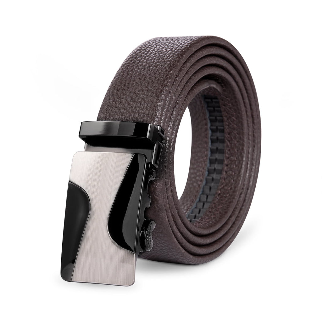 AZoiNM Men's Split Leather Ratchet Belt, Adjustable Trimmable Casual Dress Belt with Zinc Alloy Buckle for Business & Formal Wear