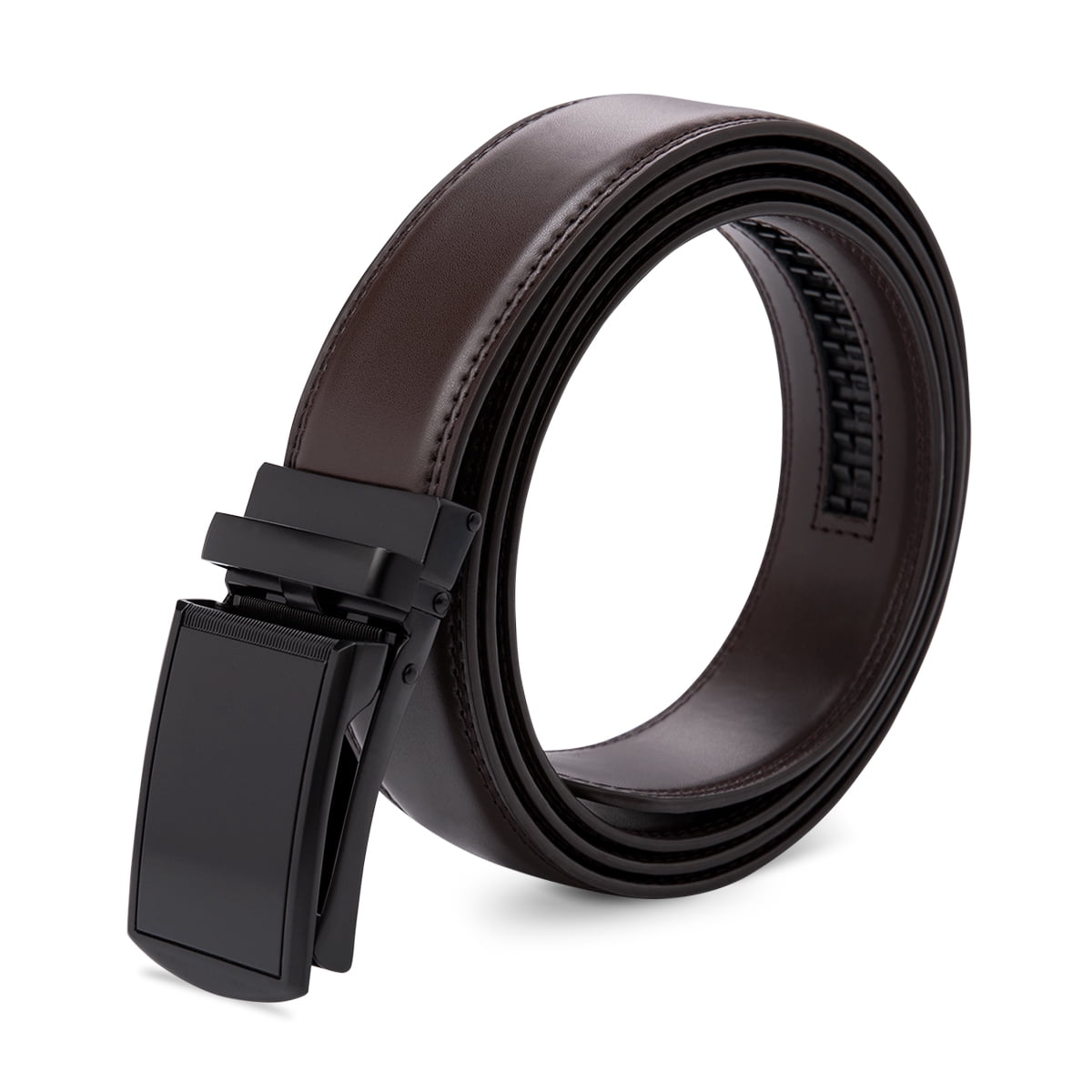 AZoiNM Men's Split Leather Ratchet Belt, Adjustable Trimmable Casual Dress Belt with Zinc Alloy Buckle for Business & Formal Wear