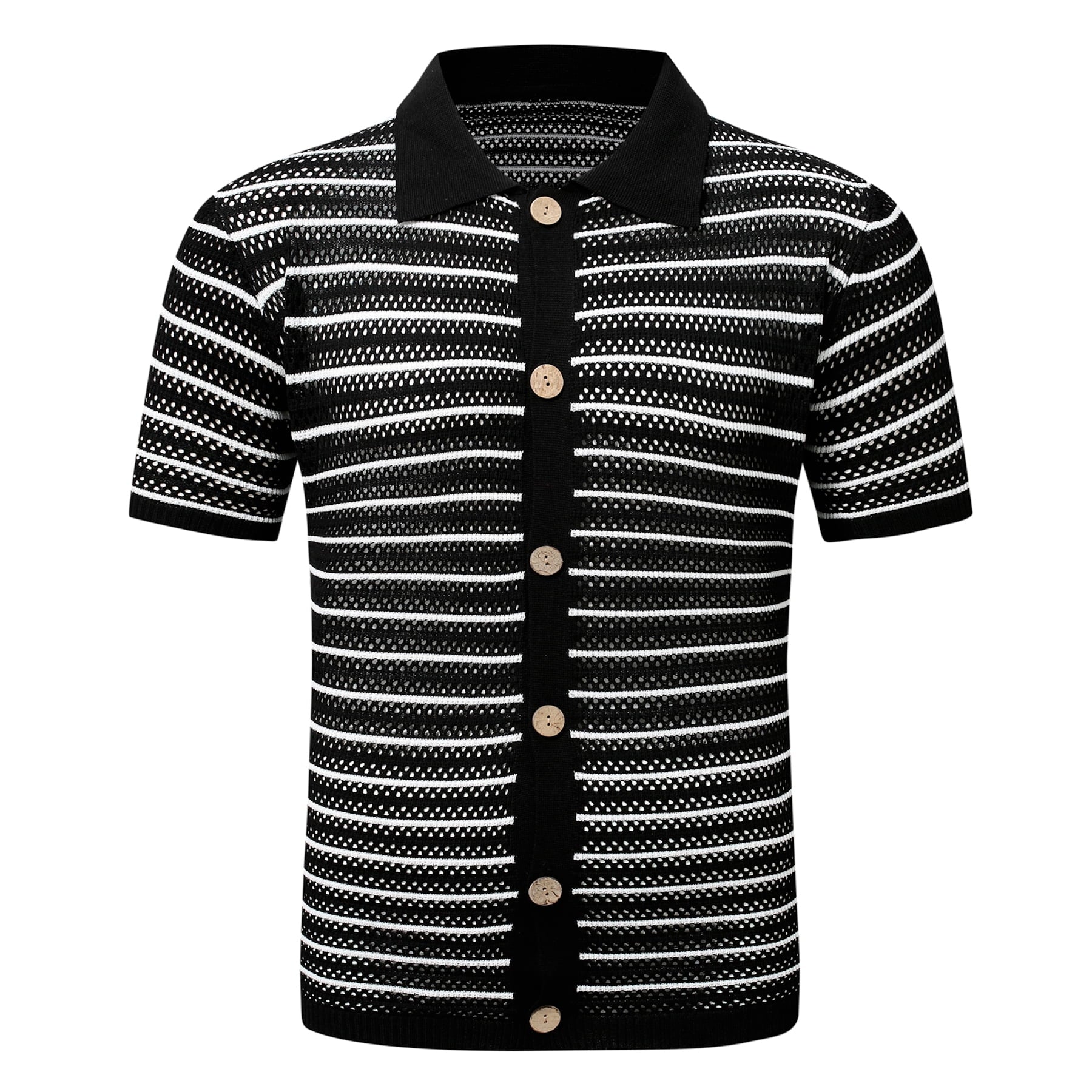 AZoiNM Men's Striped Knit Polo Shirt, Vintage Colorblock Short Sleeve Button Down, Lightweight Streetwear Summer Top, Straight Fit