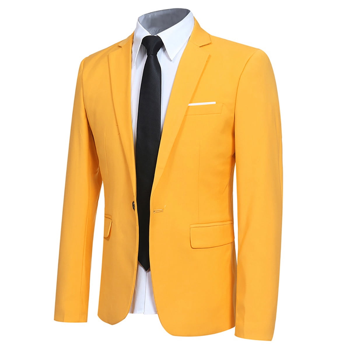 AZoiNM Men's Yellow Slim Fit Blazer, Single Breasted One Button Sport Coat, Notch Lapel Casual Suit Jacket for Wedding, Prom, Party, Business