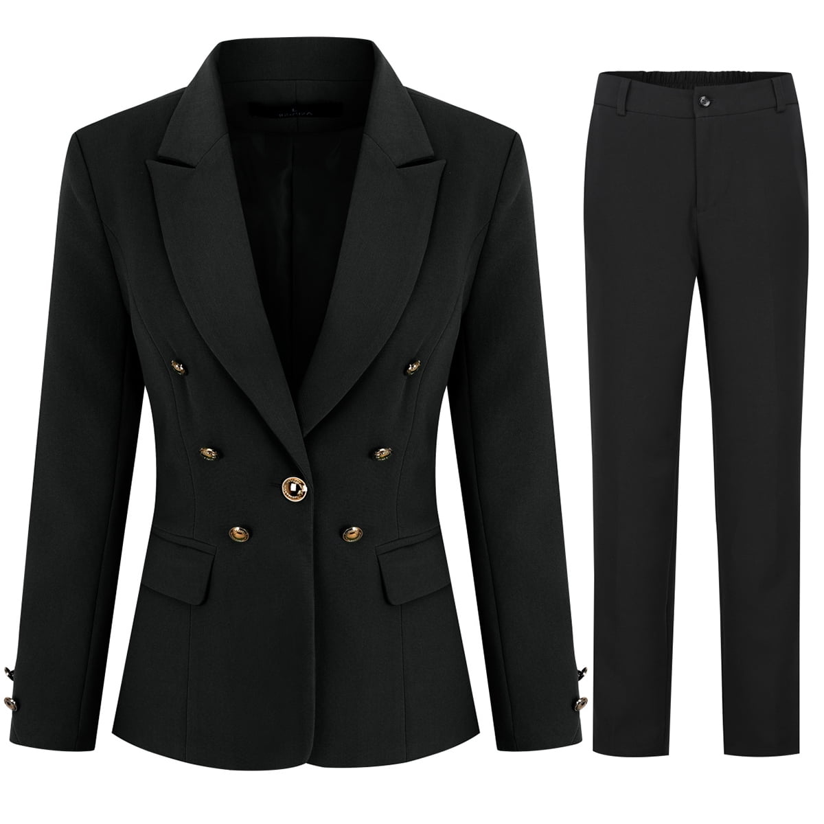 AZoiNM Women's 2-Piece Double Breasted Blazer Suit Set - Slim Fit Business Casual Work Office Jacket & Elastic Waist Cropped Pants for Spring Summer Fall (Ages 25-29)