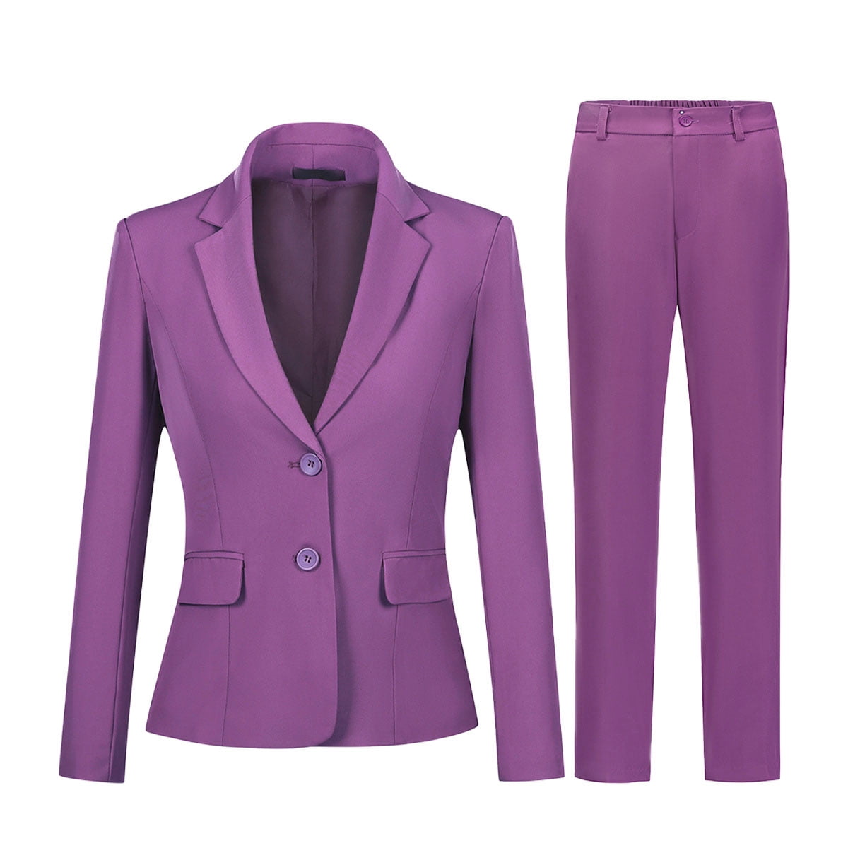 AZoiNM Women's 2 Piece Slim Fit Blazer Suit Set - Two Button Lapel Collar Business Casual Outfits with Elastic Waist Pants for Office Work Interview All Seasons