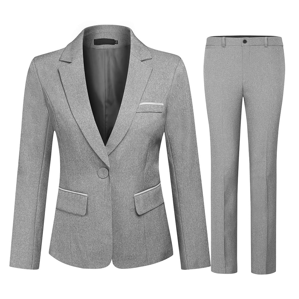 AZoiNM Women's One Button Blazer Pant Suit Set Slim Fit Business Formal Office Wear
