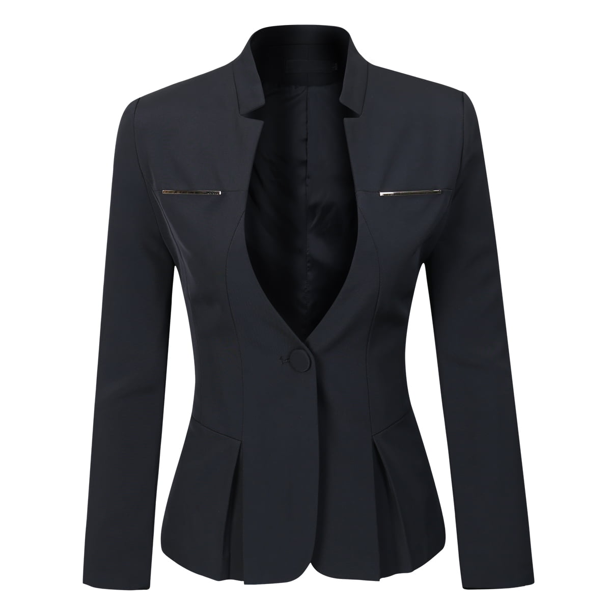 AZoiNM Women's Tailored Peplum Blazer One Button Stretch Polyester Work to Weekend