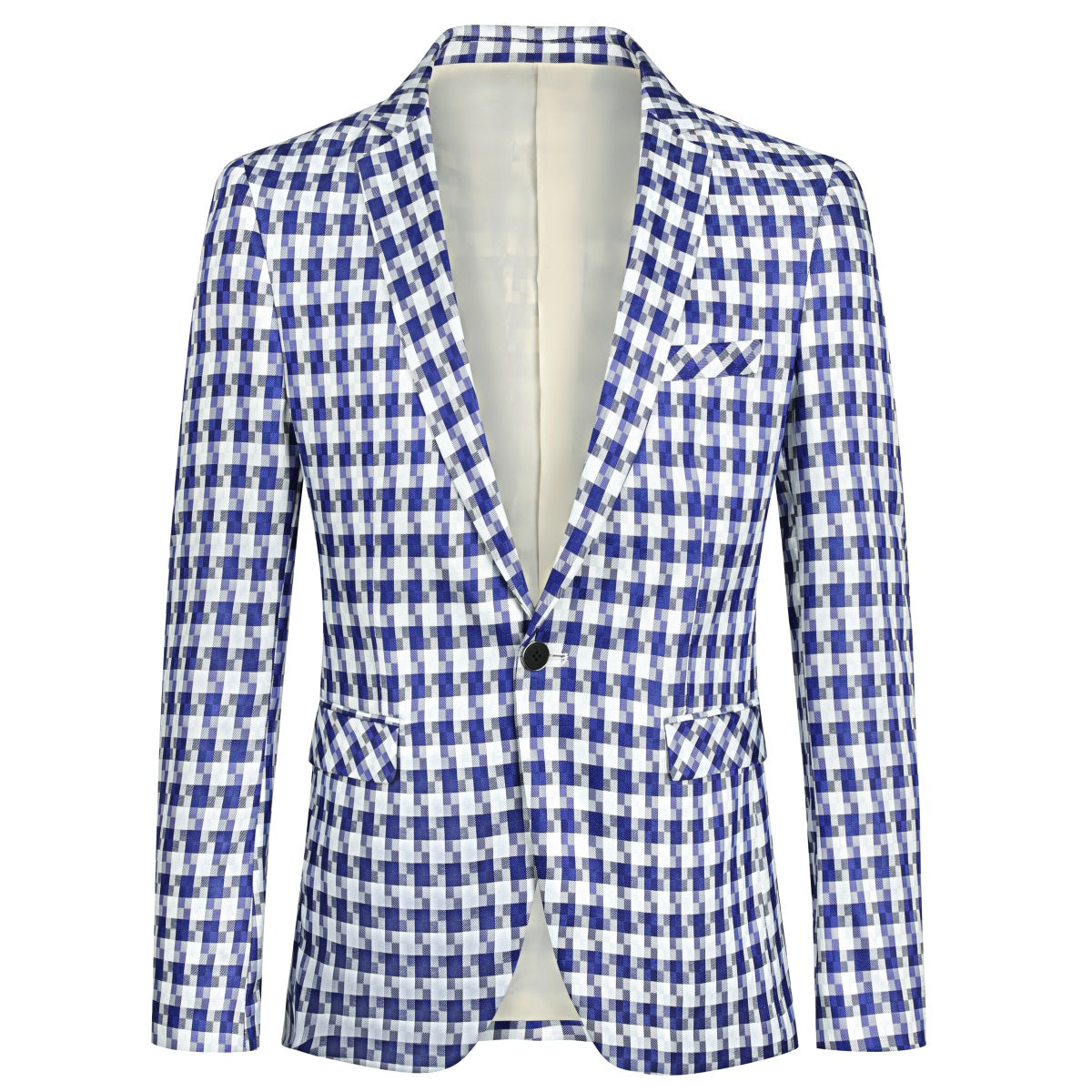 AZoiNM Men's Single Breasted Plaid Blazer Slim Fit Notch Lapel One Button Casual Sport Coat