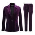 AZoiNM Women's Velvet 2 Piece Suit Set, Long Sleeve Notch Lapel Blazer Jacket and Straight Leg Pants, Dressy Business Casual Office Party Outfit