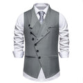 AZoiNM Men's Standard Fit Angled Placket Vest Lapel Collar Stretch Polyester Blend