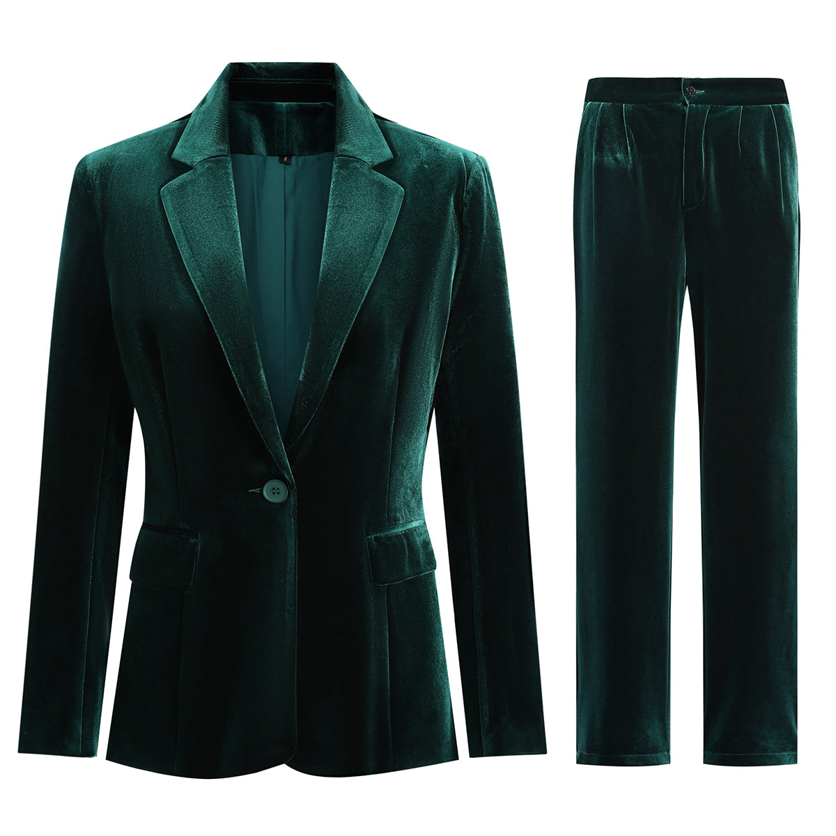 AZoiNM Women's Velvet 2 Piece Suit Set, Long Sleeve Notch Lapel Blazer Jacket and Straight Leg Pants, Dressy Business Casual Office Party Outfit