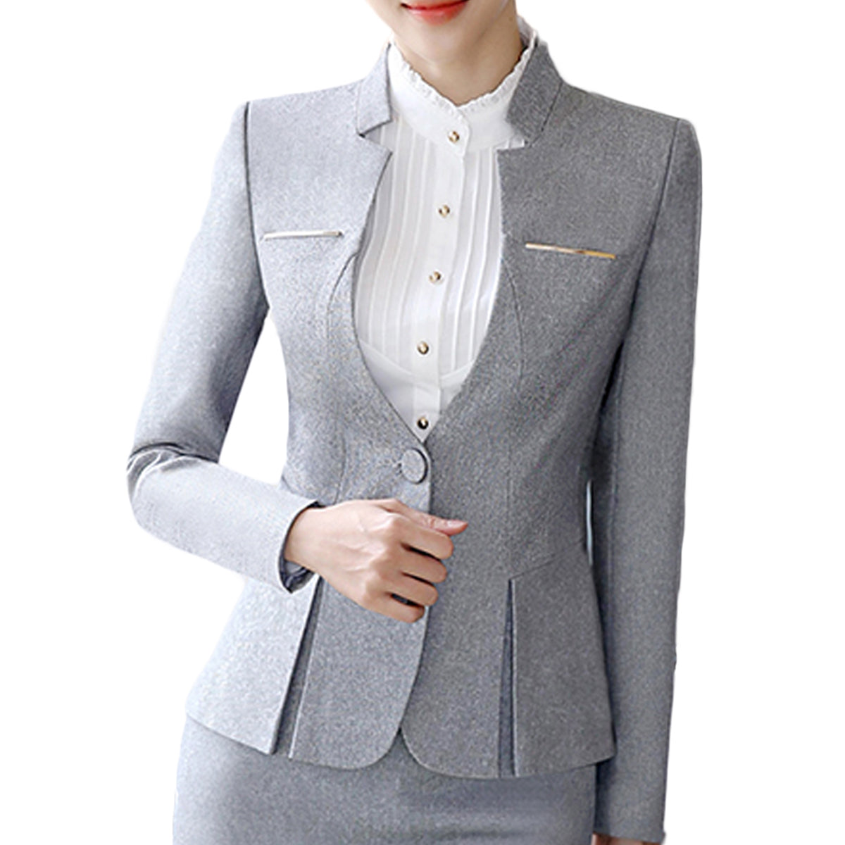 AZoiNM Women's 2 Piece Business Suit Set Slim Fit Mandarin Collar Blazer and Pants Professional Office Work Outfits